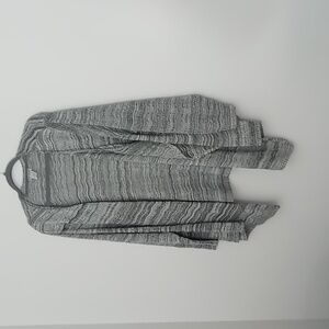 Catherine's Gray & White Open Cardigan Women's Size 3X‎ Knit Stripes Long Sleeve